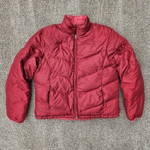 L.L. Bean Goose Down Jacket Women Medium Quilted Puffer Reversible Pink Red Coat